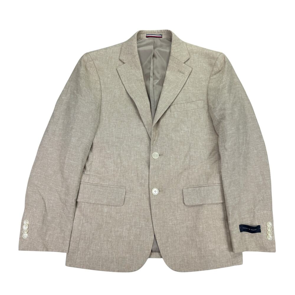 Tommy Hilfiger Mens Conrad Modern Fit Linen Blend Sport Coat Tan 36S